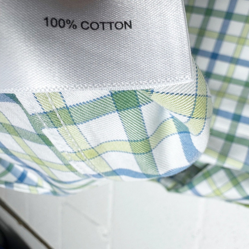 Orvis Mens XL Button Down Shirt Long Sleeve Plaid Blue Green White 100% Cotton - Picture 5 of 6